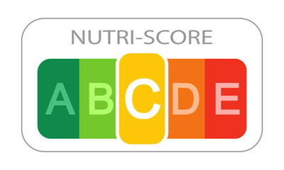 Nutri Score sticker with detached C classification letter on white background. Nutritional quality of foods code used in Europe products rating system. Vector flat illustration