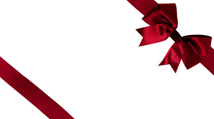 red ribbon bow on the right corner isolated on transparent background, for Christmas holiday or...