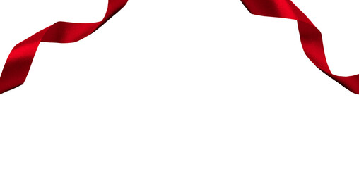 curly red ribbons isolated on transparent background, for Christmas and birthday concept, PNG image