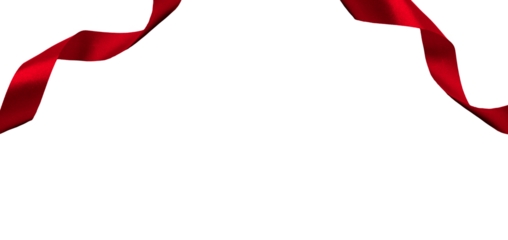 curly red ribbons isolated on transparent background, for Christmas and birthday concept, PNG image