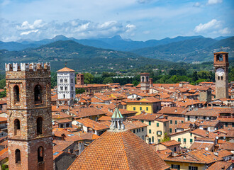 panorama of the town lucca in tuscany, italiy