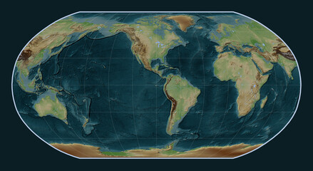 World map - -90 PM. Robinson Projection