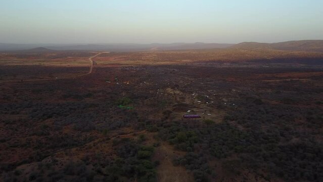 Aerial view of Gada ceremony camp Yabelo Ethiopia