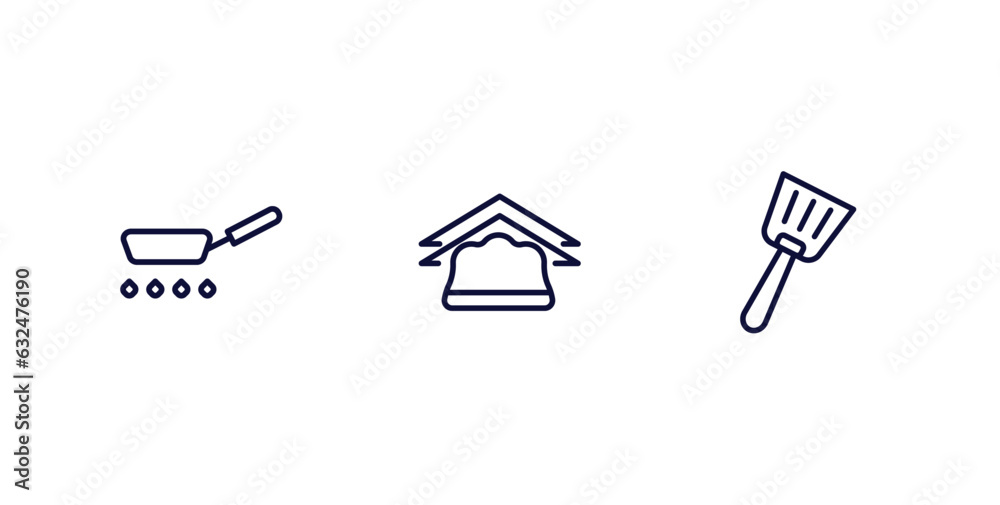 Wall mural set of kitchen thin line icons. kitchen outline icons included pan, napkin, spatula vector.