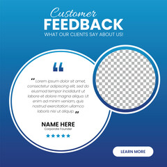 Customer feedback, Client testimonial social media post web banner template