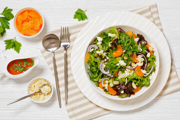 Mandarin Orange Salad in white bowl, top view