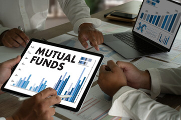 MUTUAL FUNDS business stock profit growth investment money income mutual banking asset economy interest mutual fund coins money saving - obrazy, fototapety, plakaty