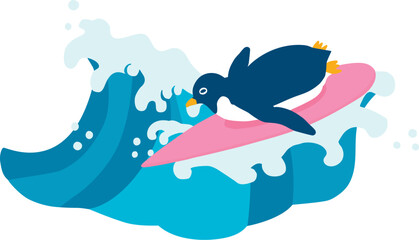 波乗りペンギン　イラスト © perori