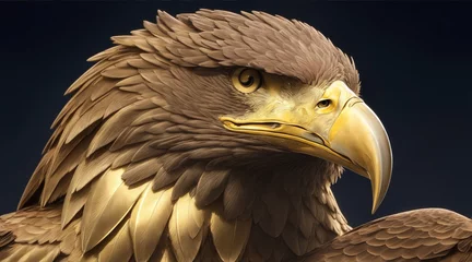 Gordijnen An eagle with a gold eagle head and a gold eagle on the front by Generative AI © BornHappy