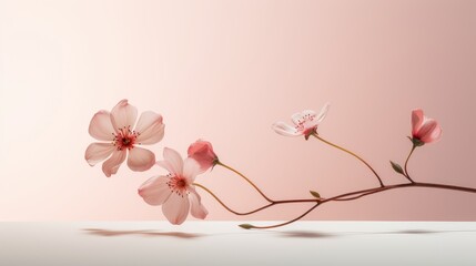 Summer or Spring Flowers Minimal Background. Generative Ai
