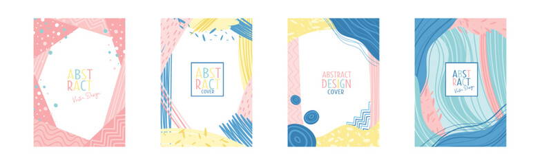 Abstract Card and Cover Design with Fancy Shapes Vector Set