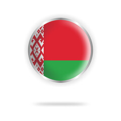 Belarus flag circle design with transparent background silver frame