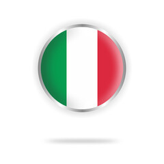 Italy flag circle design with transparent background silver frame