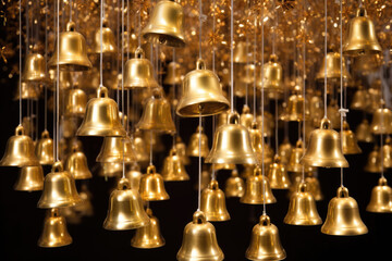 Fototapeta na wymiar Christmas golden bells
