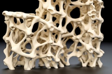 Bone structure 3d illustration, normal and with osteoporosis, Generative AI