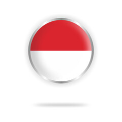 Indonesia flag circle design with transparent background silver frame