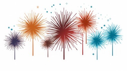 flat design firework isolated on white background 16:9 format