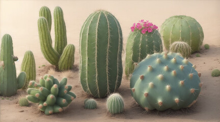 Mexican cactus plants in the style of photorealistic by Generative AI