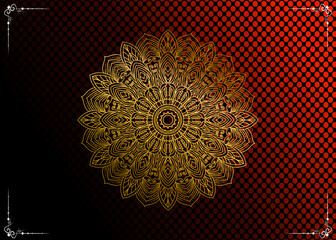 Red luxury background, with gold mandala ornament