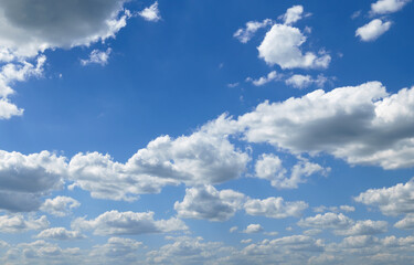beautiful blue sky with cumulus clouds for abstract background