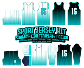 Hexagon Gradient Stripes Basketball Jersey Design Sportswear Template