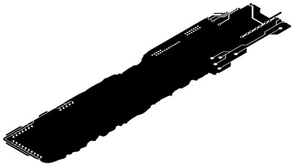 Isometric rectangular design element silhouette in tech style isolated on white. Long tech plate with copy space. Vector clipart.