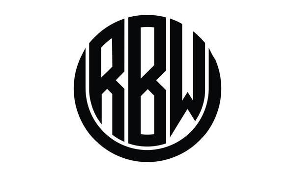 RBW shield in circle logo design vector template. lettermrk, wordmark, monogram symbol on white background.	