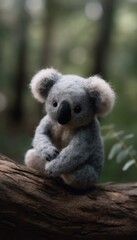cute wool felted koala sitting in nature created using generative AI tools