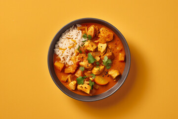 Top view of curry bowl - obrazy, fototapety, plakaty