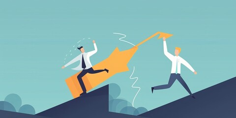 Obraz premium Reaching the goal. Winner. First in the finish. Business illustration, Generative AI