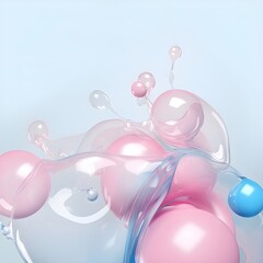 colorful bright airy bubbles in water. AI generative