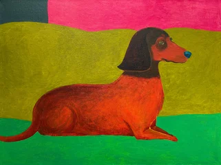 Deurstickers dachshund. dog colorful fantasy illustration © Anna Ismagilova