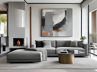 modern living room with light background