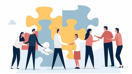 People holding puzzle elements. The concept of problems and finding a solution.  illustration, Generative AI