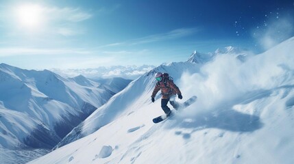 Naklejka na ściany i meble a person skiing down a mountain