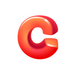 Letter C logo 3D render in cartoon cubic style. Cubic vector illustration. Impossible isometric shapes. Perfect for futuristic banner, optical illusion branding, kids labels, cute birthday posters.