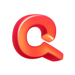 Letter Q logo 3D render in cartoon cubic style. Cubic vector illustration. Impossible isometric shapes. Perfect for futuristic banner, optical illusion branding, kids labels, cute birthday posters.