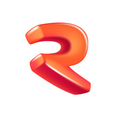 Letter R logo 3D render in cartoon cubic style. Cubic vector illustration. Impossible isometric shapes. Perfect for futuristic banner, optical illusion branding, kids labels, cute birthday posters.