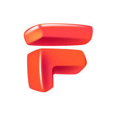 Letter F logo 3D render in cartoon cubic style. Cubic vector illustration. Impossible isometric shapes. Perfect for futuristic banner, optical illusion branding, kids labels, cute birthday posters.