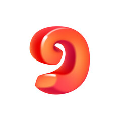 Fototapeta premium 9 logo. Number nine render in cartoon cubic style. Cubic vector illustration. Impossible isometric shapes. Perfect for futuristic banner, optical illusion art, kids labels, cute birthday posters.