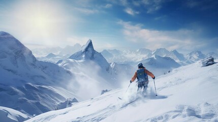Naklejka na ściany i meble a person skiing on the snow