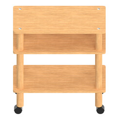 3D rendering illustration of a wooden utility cart