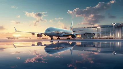 Schilderijen op glas a large airplane on a runway © KWY