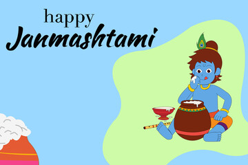 Happy Janmashtami Background Silhouette Vector Illustration design