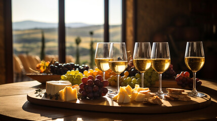 Naklejka premium organic wine tasting at a farm winery; Generative AI