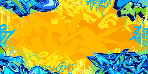 Colorful Modern Abstract Urban Style Hiphop Graffiti Street Art Vector Illustration Background Template - obrazy, fototapety, plakaty