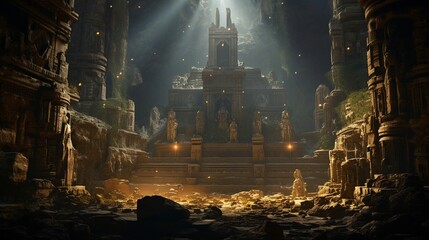 Obraz premium a video game showing a castle with a large group of people in it