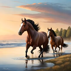 Obraz na płótnie Canvas horse on the beach generated Ai