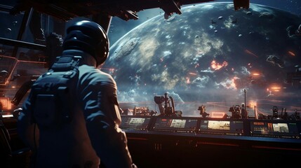 a man wearing a helmet and standing in front of a large stage