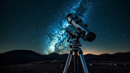 a telescope with a starry sky above